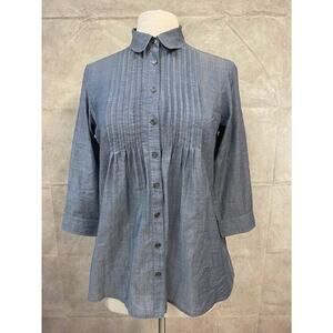 Burberry London Women's Button Front Shirt Blouse Blue Size 38